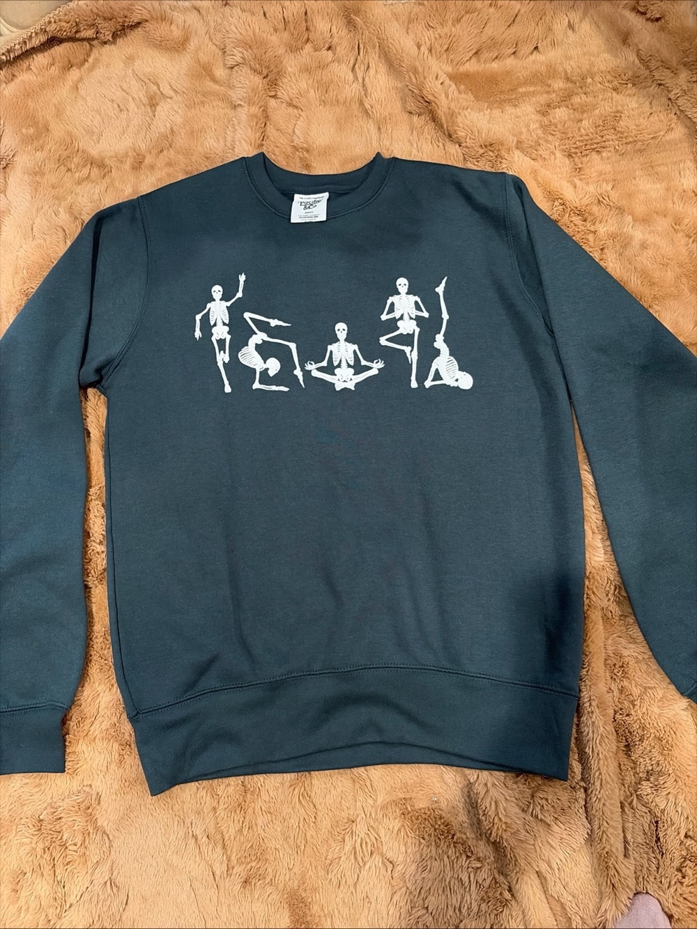yoga skeletons Sweatshirt Green Spooky Season Halloween Green Yogi